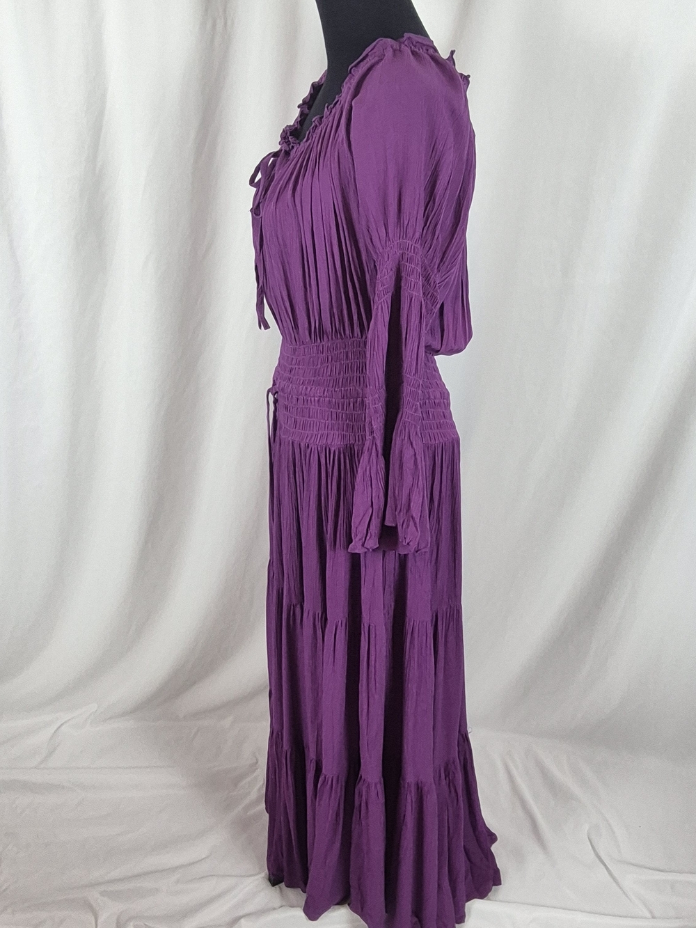 Lotus Traders Smocked Peasant Gypsy Renaissance Dress - Size OS / Fits XL to 2X - Picture 4 of 14
